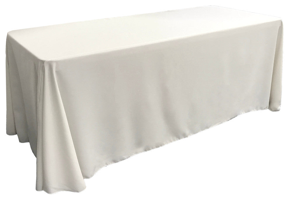 LA Linen Polyester Poplin Rectangular Tablecloth 90"x156", White