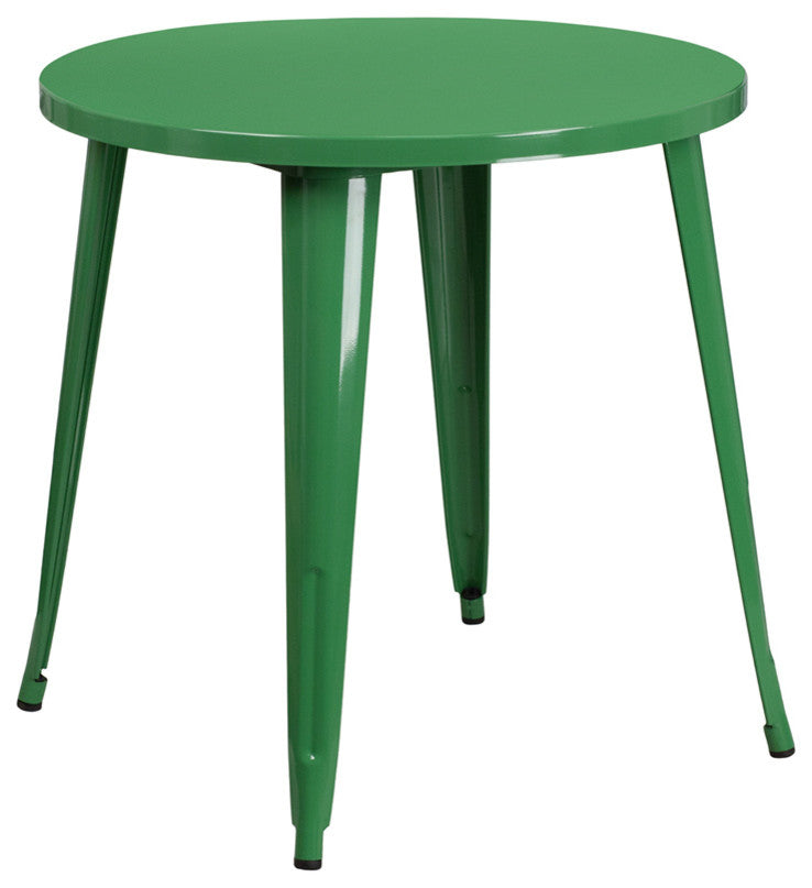 30" Round Green Metal Indoor-Outdoor Table