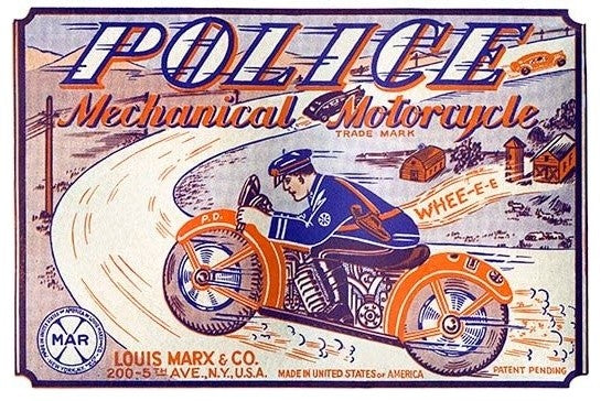 Police Mechanical Motorcycle - Fine Art Giclee Print 24" x 36"