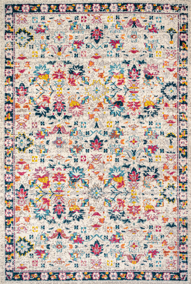 Modern Persian Boho Floral Beige/Multi 4 ft. x 6 ft. Area Rug