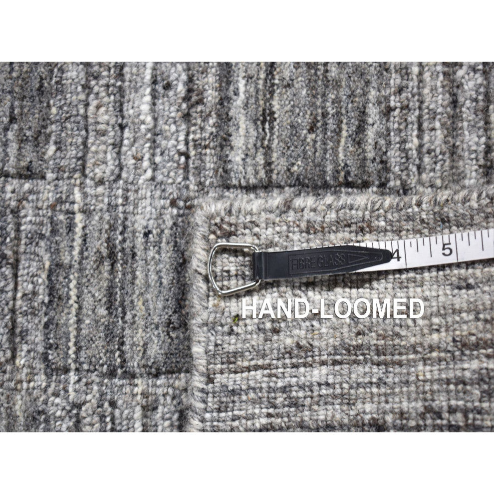 Dim Gray Hand Loomed Modern Checkers Design 100% Wool Rug, 2'x2'