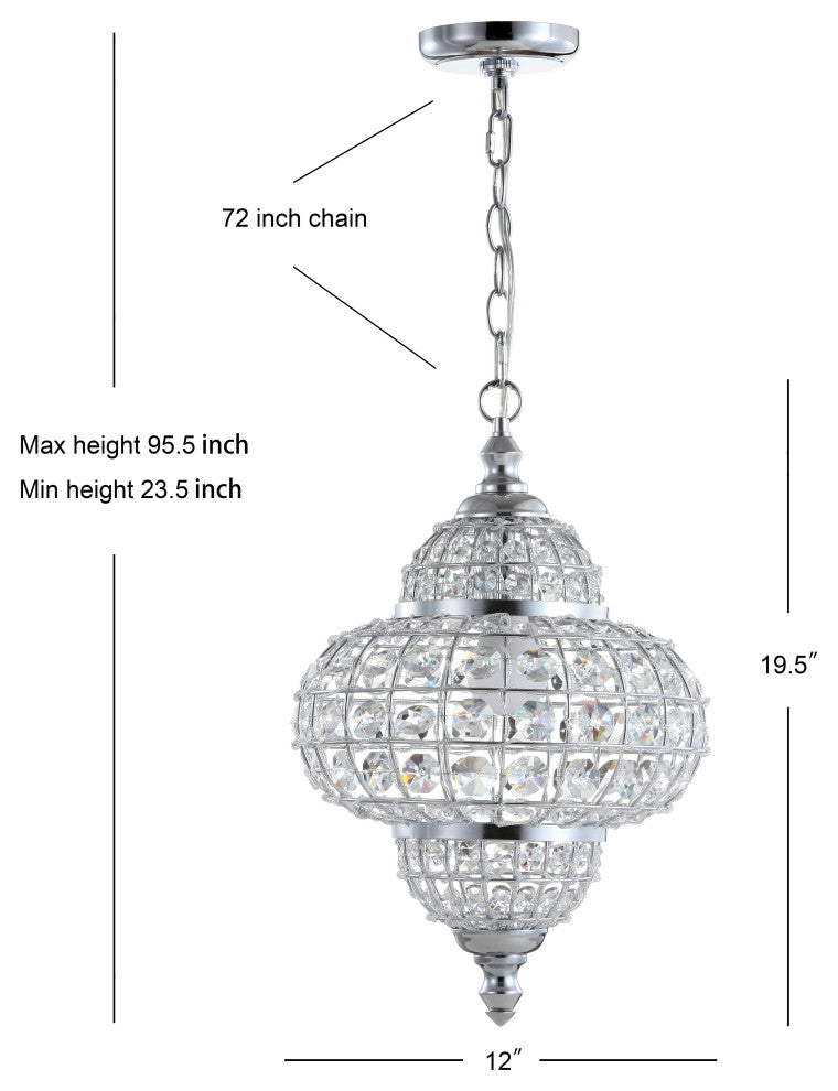 Juliette 12" Crystal, Metal LED Chandelier Pendant, Chrome