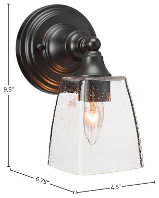 1-Light Wall Sconce, Espresso/Clear Bubble