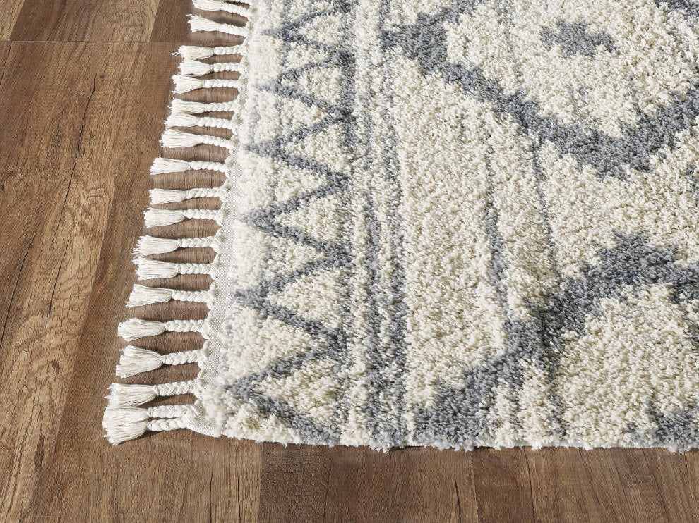 Abani Willow WIL110A Bohemian Geometric Ivory and Grey Area Rug