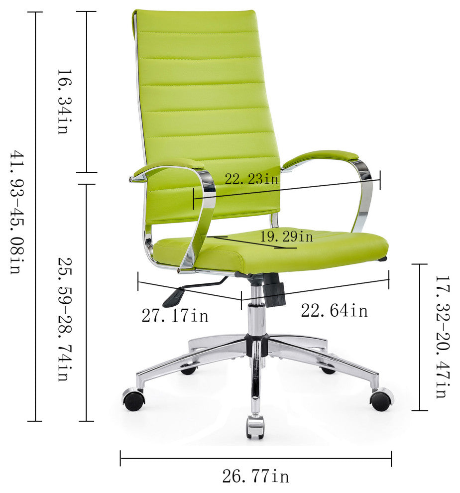LUXMOD High Back Adjustable Swivel Computer Chair, Green