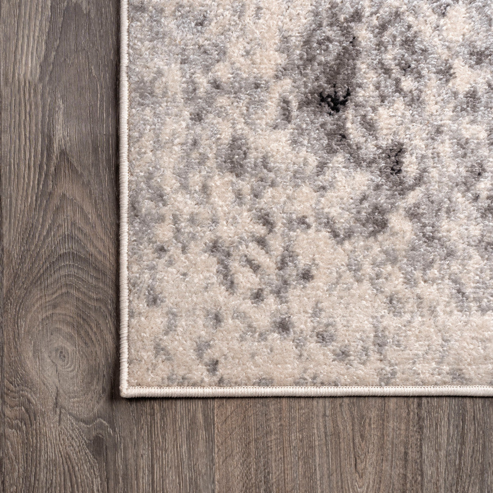 Dune Modern Abstract Area Rug, Cream/Gray, 5x8