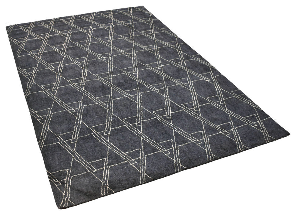 HAND KNOTTED LOOM SILK ECO-FRIENDLY RUG-Rectangle,Charcoal Beige, Contemporary