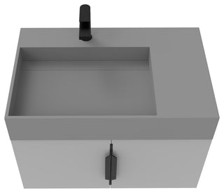 CastelloUSA Amazon 30" Right Wall Mounted Bathroom Vanity Set, Gray, Gray Top, Black Handles