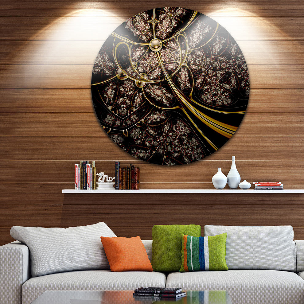 Symmetrical Metallic Fabric, Digital Art Disc Metal Wall Art, 23"