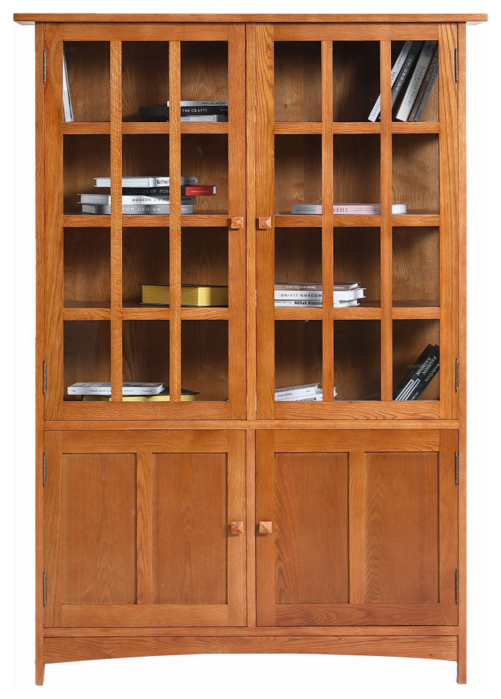 Arts and Crafts Mission Solid Oak China Cabinet, Michael's Cherry