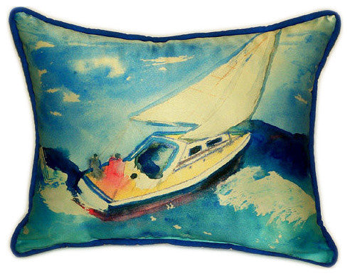 Pair of Betsy Drake Sailboat Large Pillows 16 Inch x 20 Inch