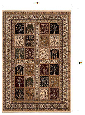 5" Round Cream Traditional Decorative Area Rug