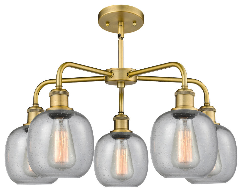 Belfast 5-Light 24" Stem Chandelier, Brushed Brass, Seedy