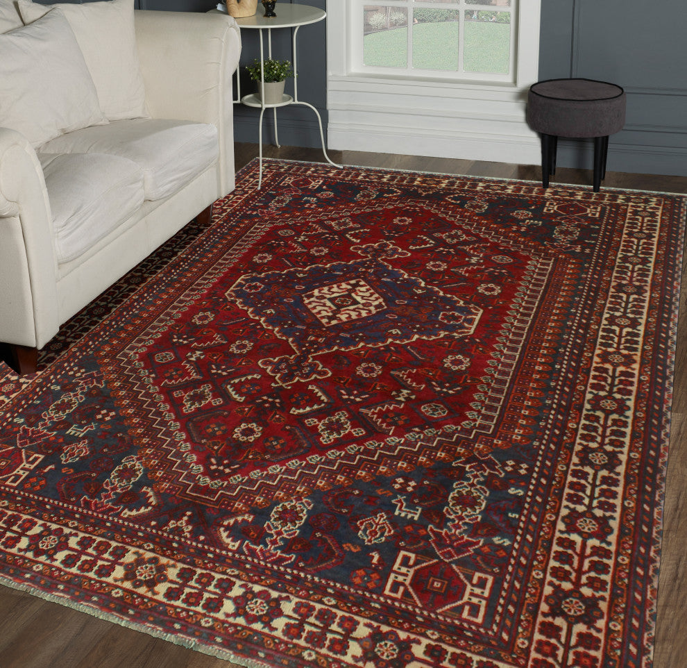 Fine Vintage Distressed Nabulung Red Rug