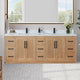 Anais Vanity Grain White Engineered Stone Countertop, Light Brown, 84", No Mirror