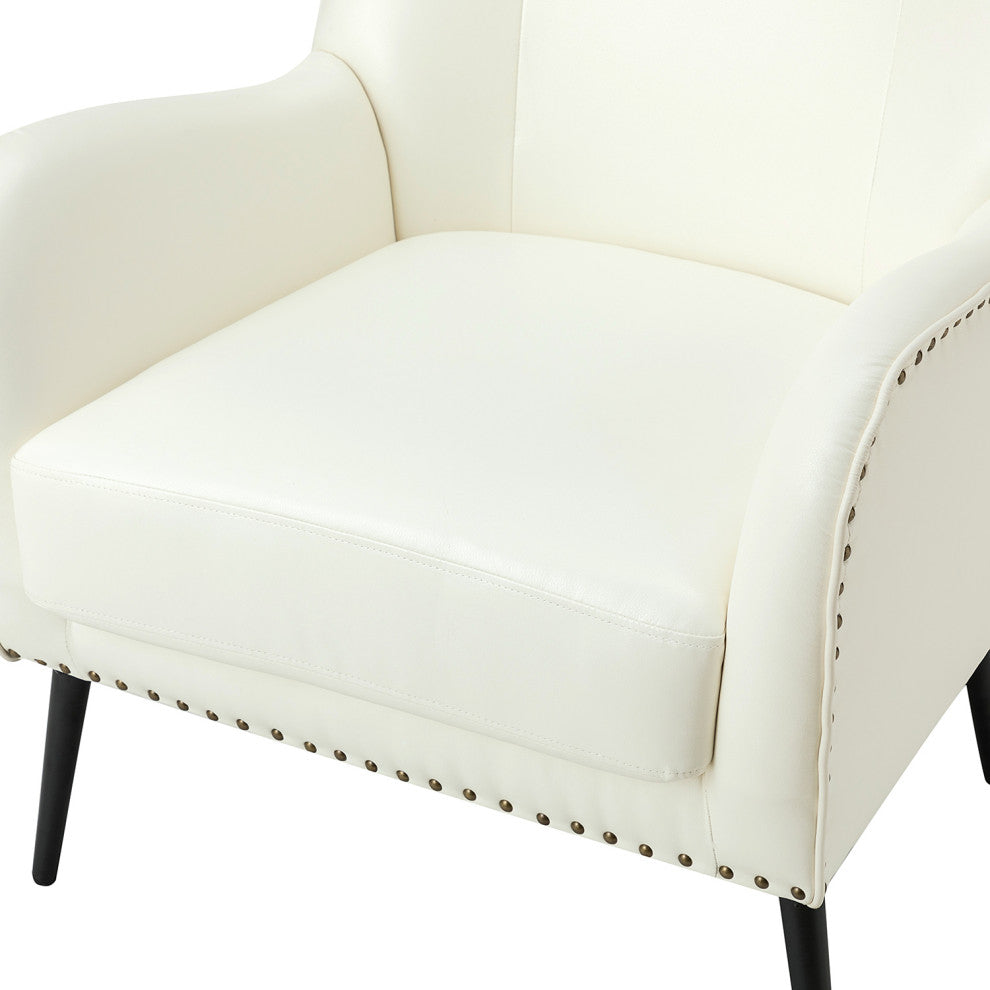 39" Comfy Living Room Armchair With Special Arms, Set of 2, Ivory