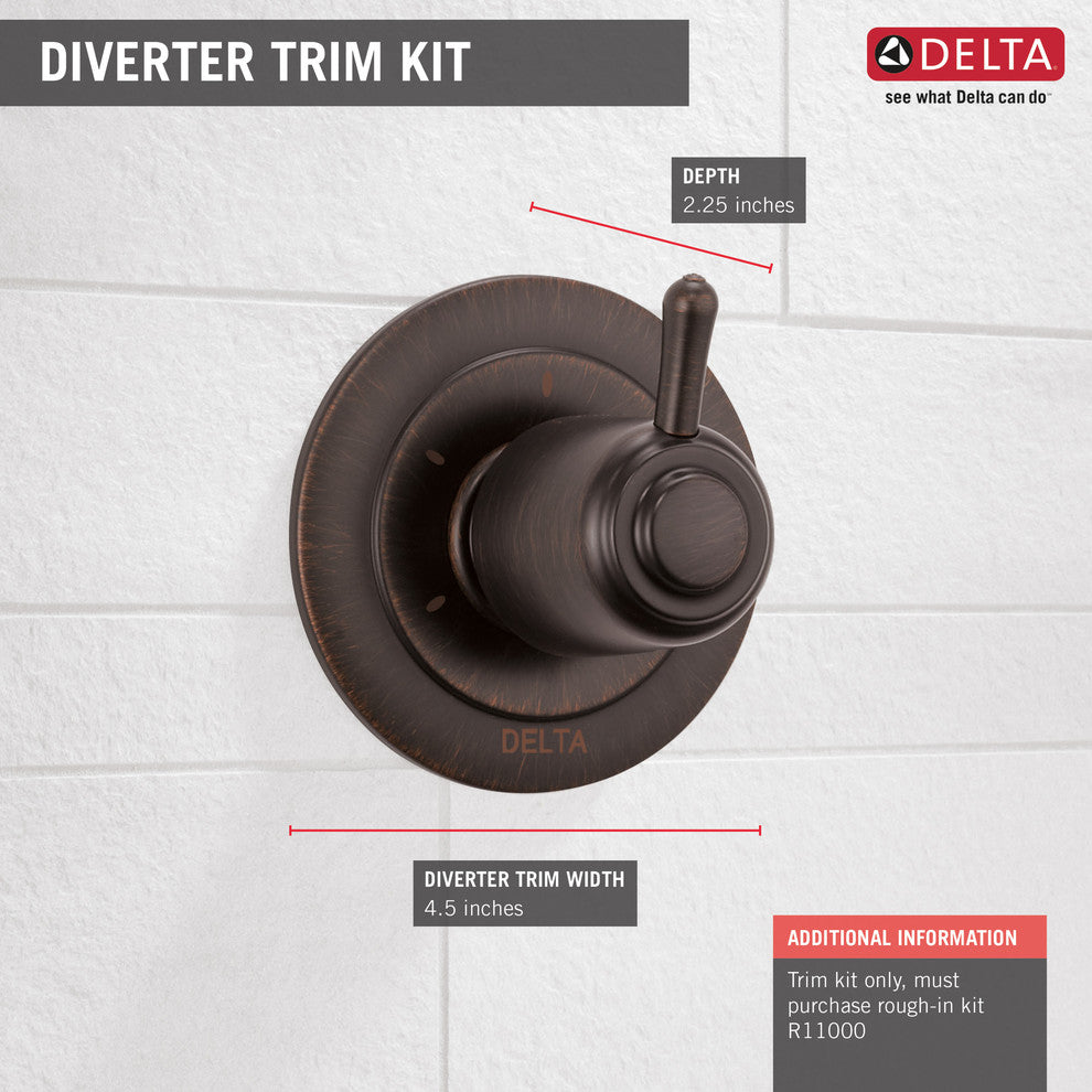 Delta 3-Setting 2-Port Diverter Trim, Venetian Bronze, T11800-RB