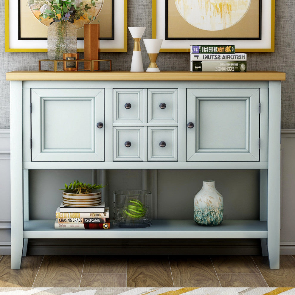 TATEUS 46" Console Table Buffet Sideboard Storage Drawers Cabinets Sofa Tables, Lime White
