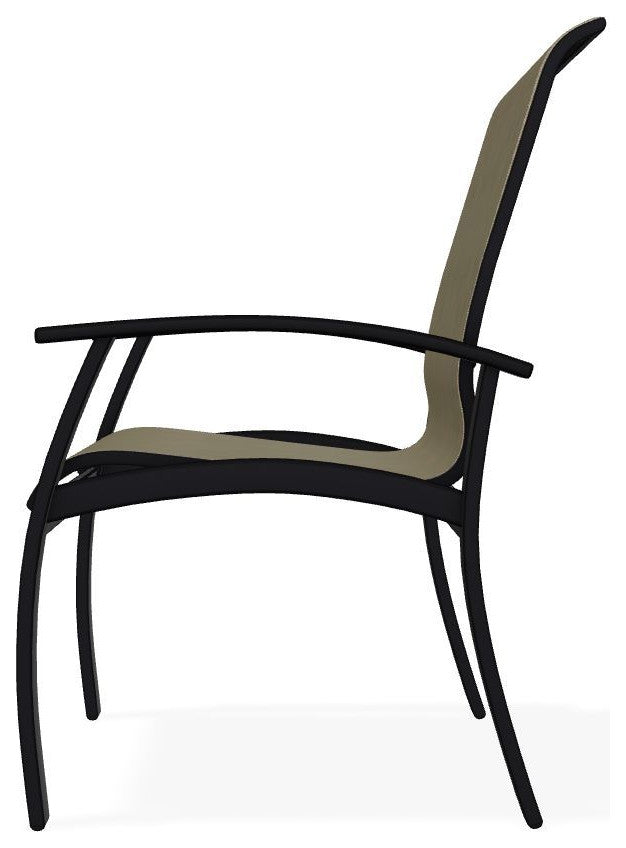 Belle Isle Sling Outdoor Dining Chair, Elevation Stone/Black