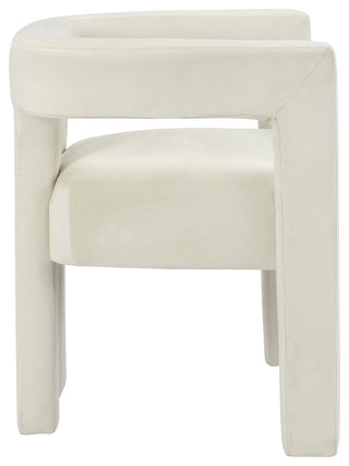 Athena Velvet Upholstered Dining Chair, Cream