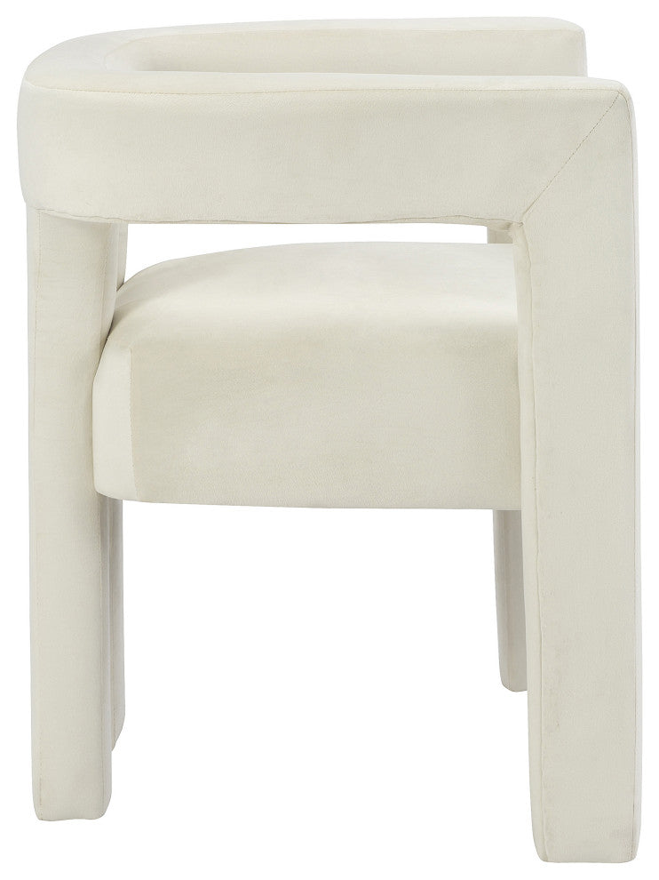Athena Velvet Upholstered Dining Chair, Cream