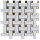 Metro Dog Bone Basketweave With Glass Gold Dot Porcelain Mosaic Wall Tile Sample