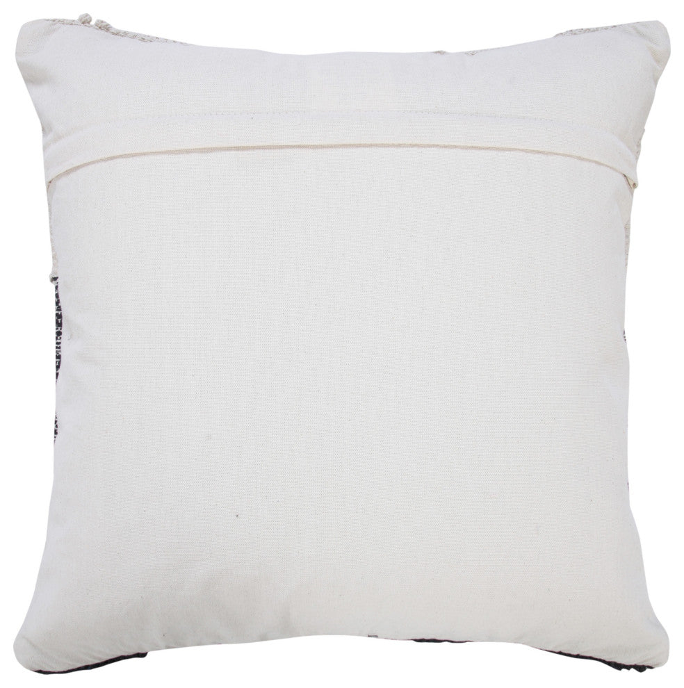 Ox Bay Handwoven Black/White Geometric Organic Cotton Pillow Cover, 20"x20"