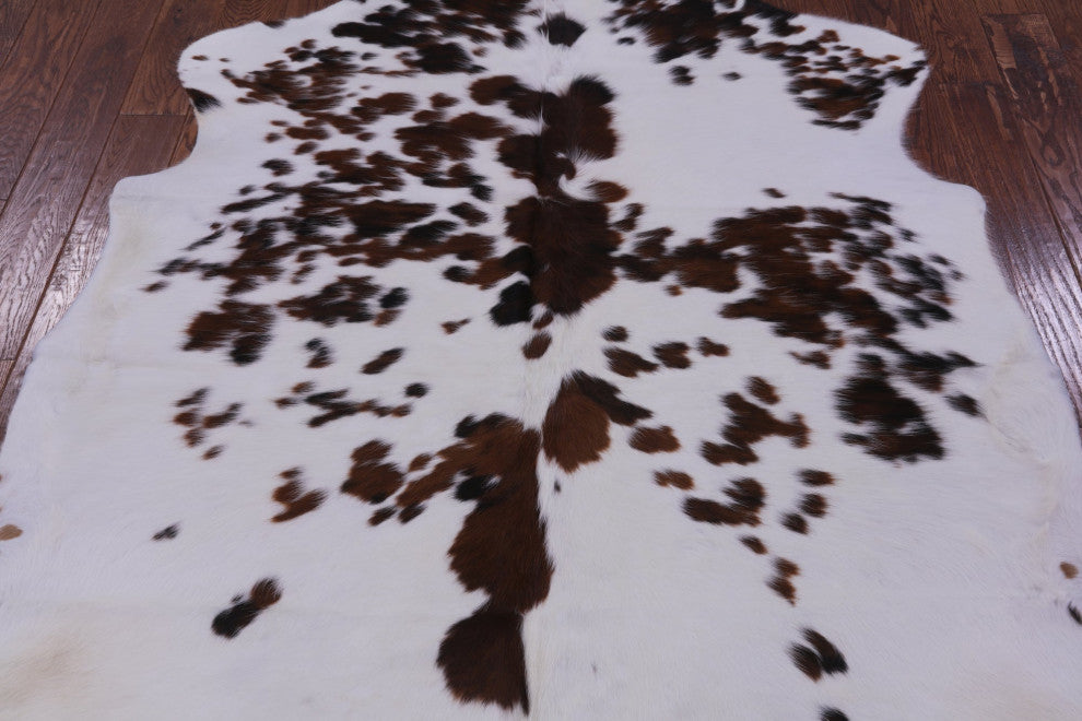 Brown and White Natural Cowhide Rug 6' 6" X 5' 10" C2383