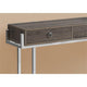 Accent Table, Narrow, Sofa, Storage Drawer, Metal, Laminate, Brown, Chrome