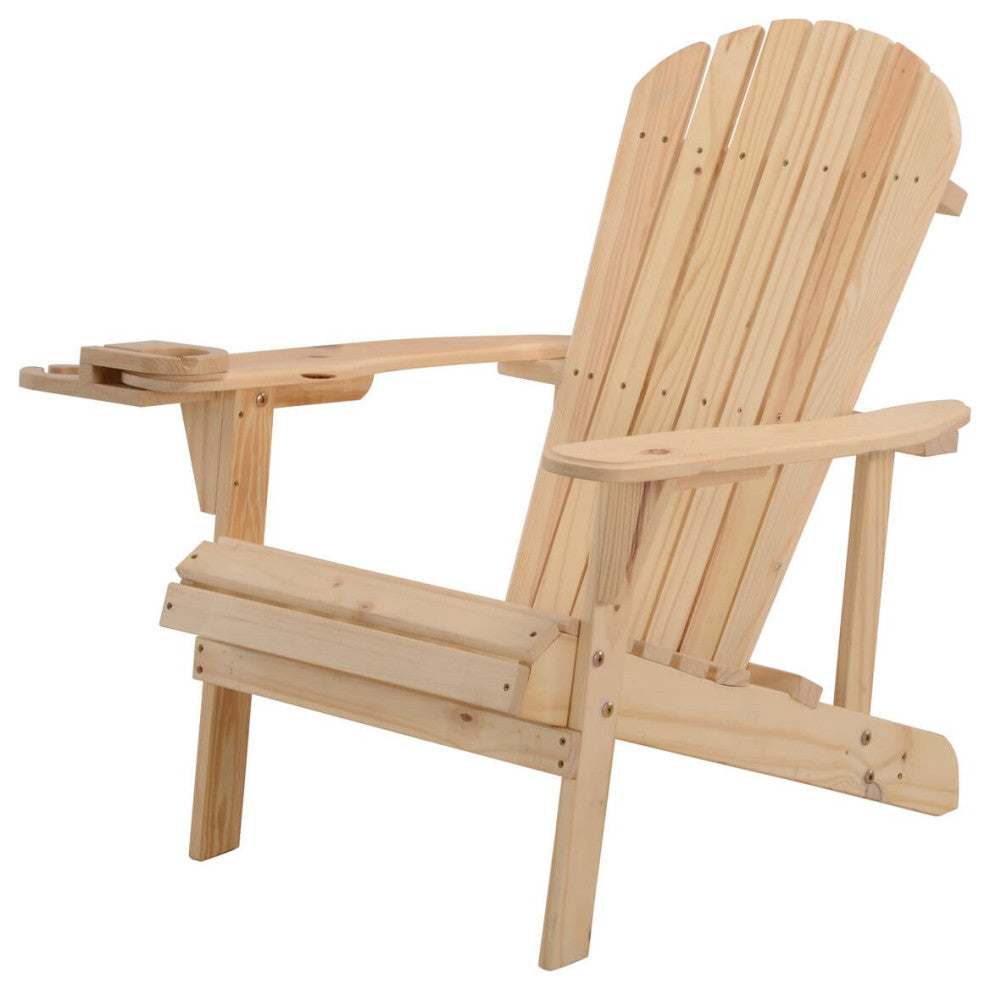 Earth Collection Adirondack Chair With phone and cup holder, Natural, One Adiron