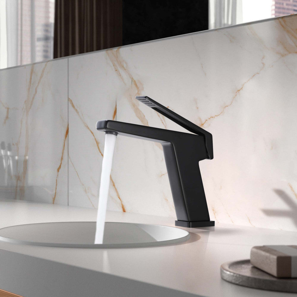 Deck Mounted Single Handle Bathroom Faucet, Single Hole, Matte Black
