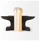 Anvilia, 2-Piece Set, 12Lx4W Black With Gold Accents Anvil Shaped Bookends