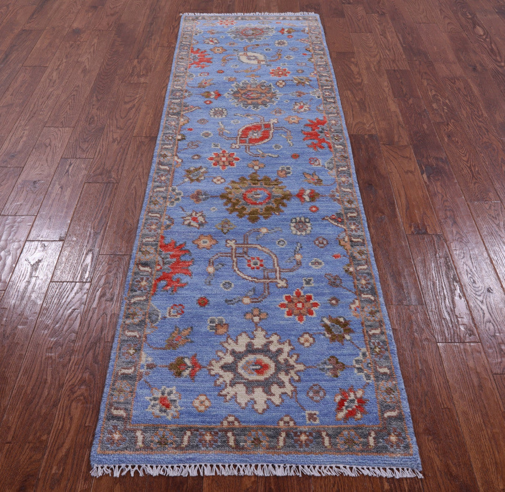 2' 7" X 8' 8" Runner Turkish Oushak Handmade Wool Rug - Q15486