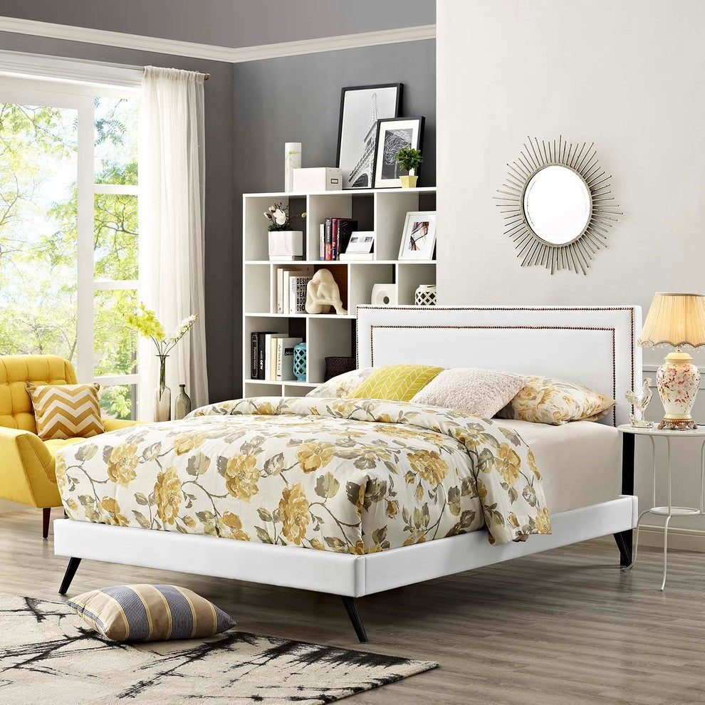Virginia Queen Platform Bed with Round Splayed Legs