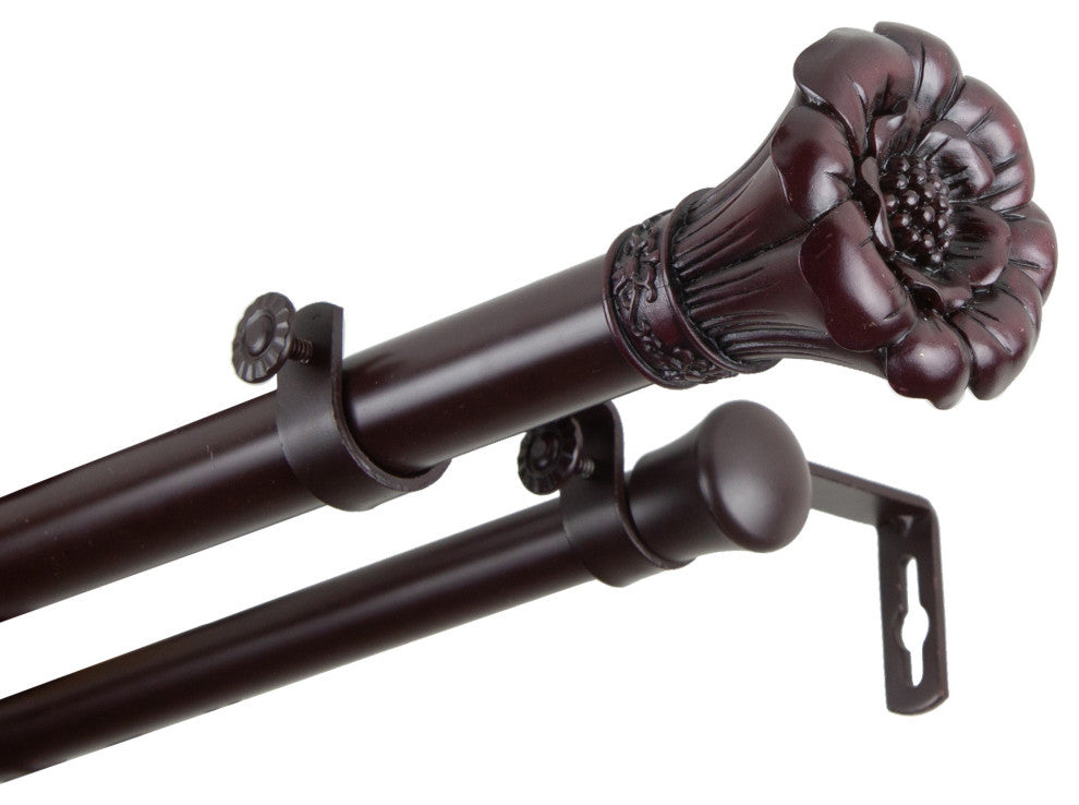 Dakota 1" Double Curtain Rod, Mahogany, 48-84"