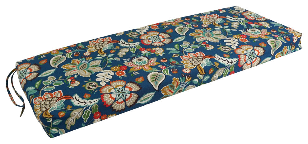 51"X19" Patterned Outdoor Spun Polyester Loveseat Cushion, Telfair Peacock