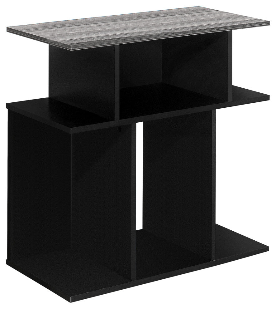 Accent Table, Side, End, Nightstand, Lamp, Laminate, Black, Grey