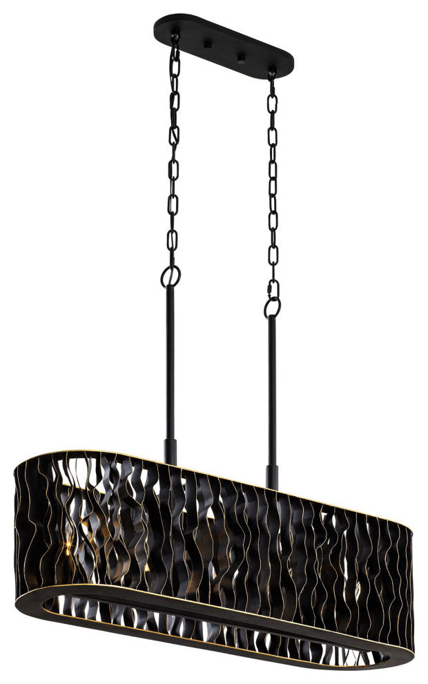 Estela 5-Lt Linear Pendant - Matte Black/French Gold