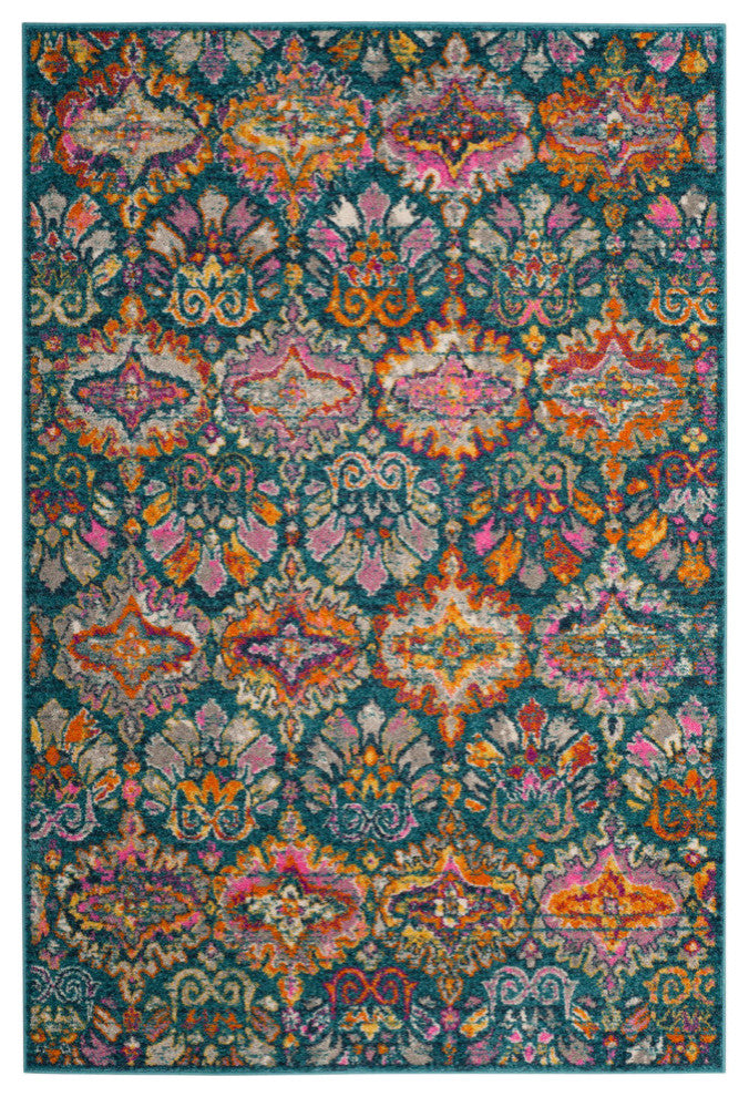 Safavieh Madison Mad144A Rug, Blue/Orange, 5'1"x7'6"