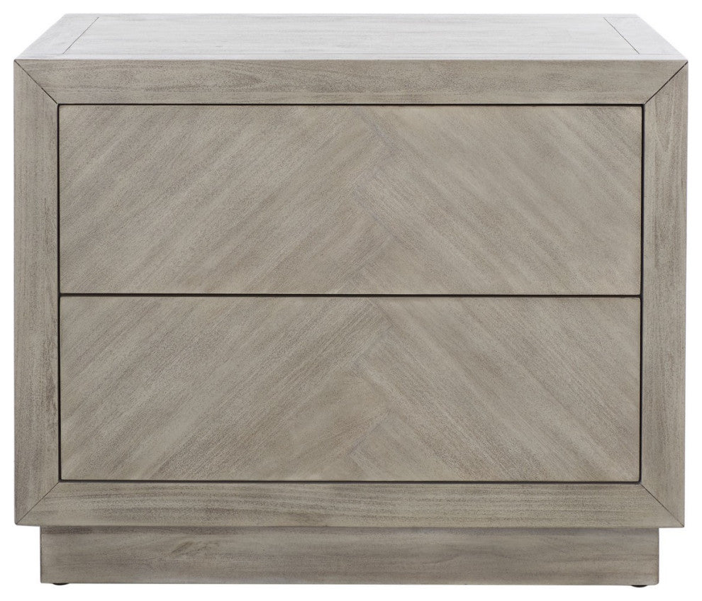 Safavieh Couture Steve 2 Drawer Wood Nightstand, Light Grey