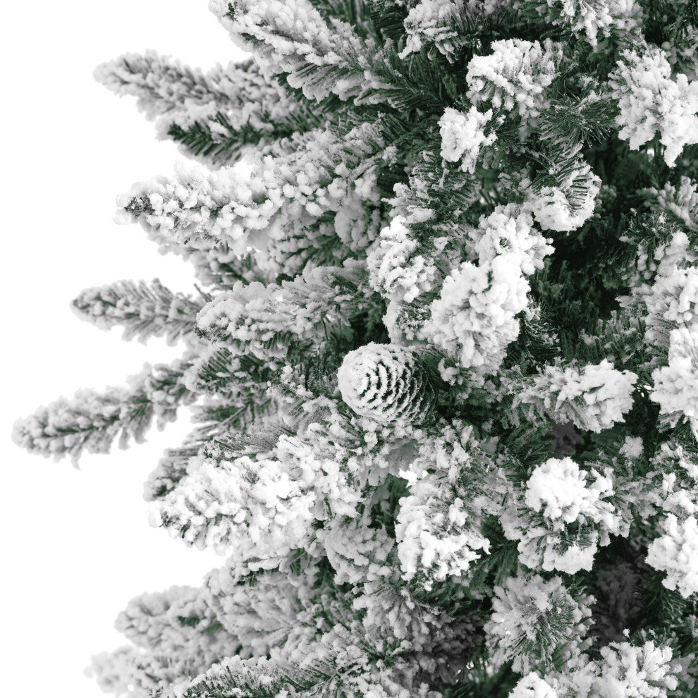 6ft. Flocked Livingston Fir Artificial Christmas Tree With Pine Cones