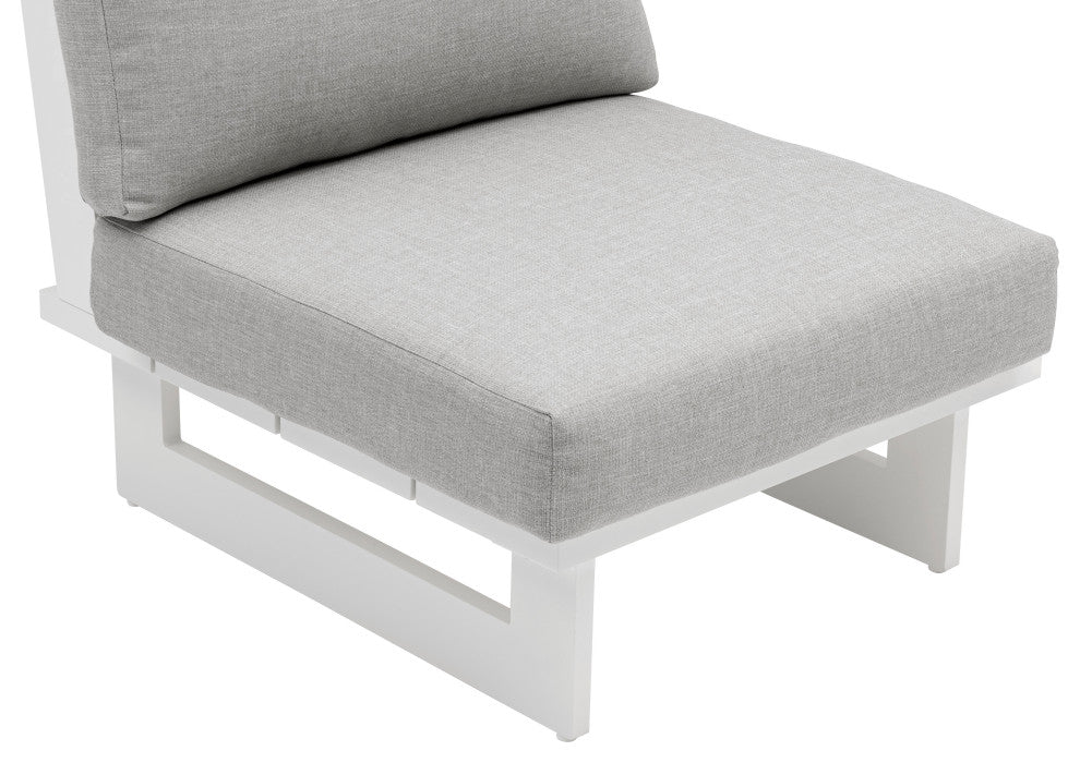 Maldives Outdoor Patio Armless Chair, Grey, White Frame