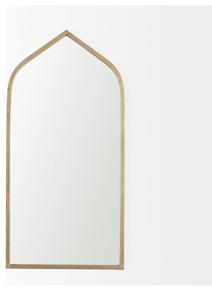 Giovanna Gold Metal Frame Ogee Arch Rectangular Wall Mirror, 49" x 24"