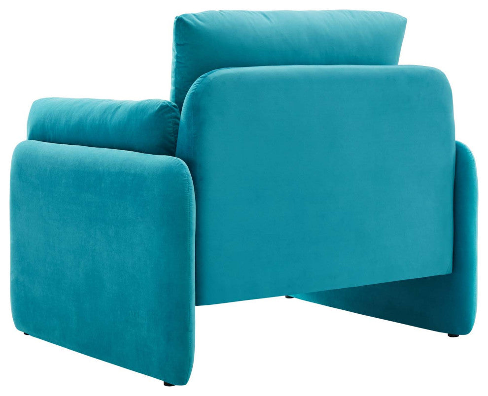 Armchair Accent Chair, Velvet, Blue, Modern, Living Lounge Hotel Hospitality