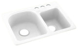 Swan 18x25x7 Solid Surface Kitchen Sink, 3-Hole, White