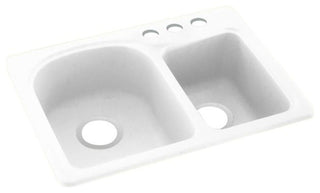 Swan 18x25x7 Solid Surface Kitchen Sink, 3-Hole, White