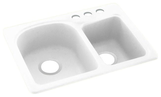 Swan 18x25x7 Solid Surface Kitchen Sink, 3-Hole, White