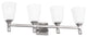Sophie 4-Light Bath Bar, Brushed Steel, Opal Etched Cased Glass