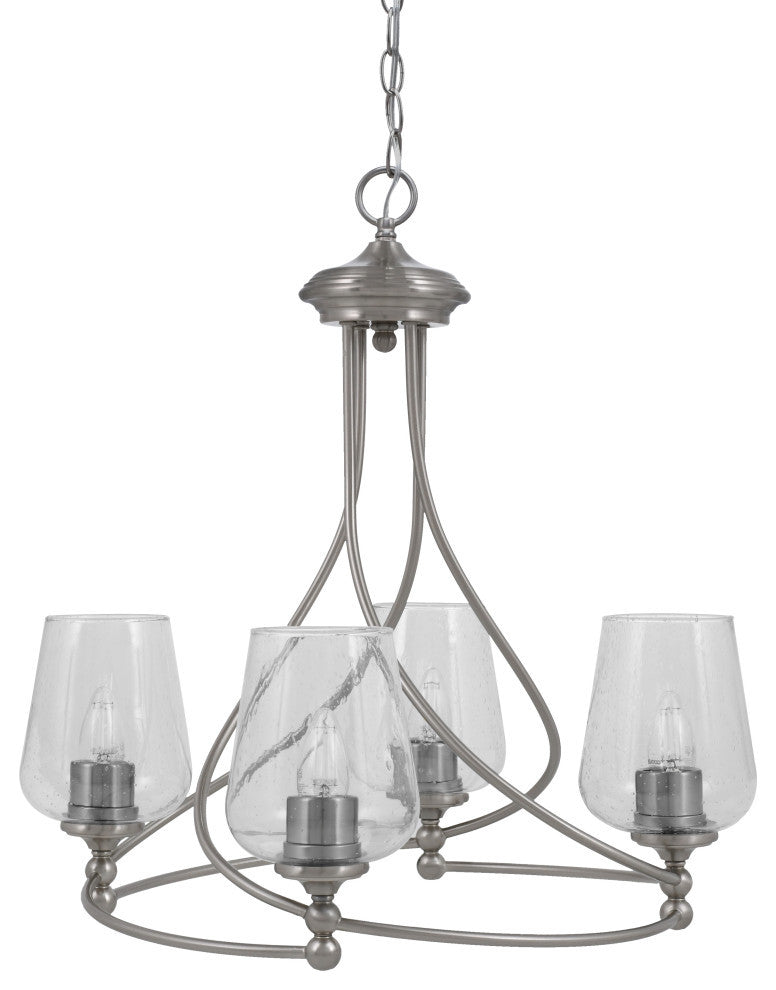 Capri 4-Light Chandelier, Brushed Nickel/Clear Bubble