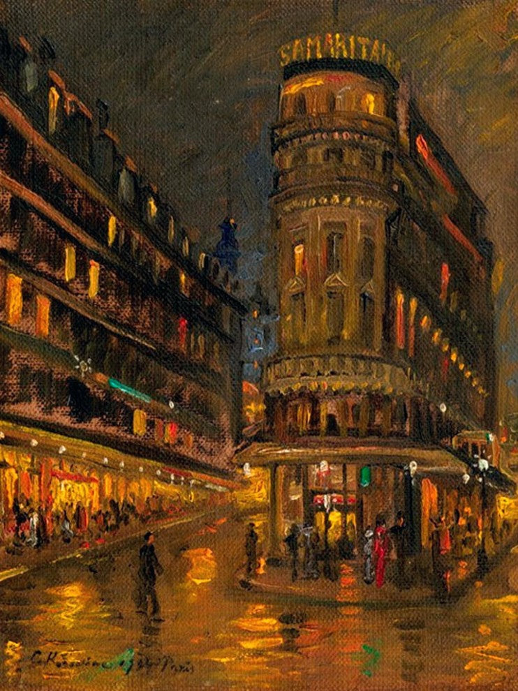 Tile Mural Paris At Night By Konstantin Korovin, 6"x8", Glossy